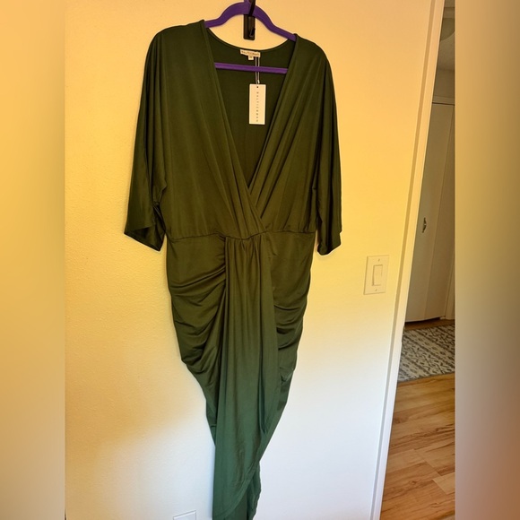 NEW Baltic Born Mimi Midi Dress Ruched Drape Plus Size 2X Hunter Green NWT - Picture 4 of 9